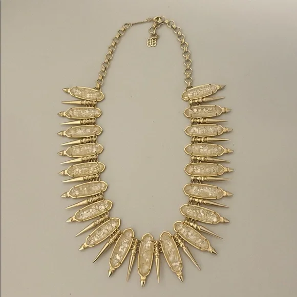 NWOT [Kendra Scott] Gwendolyn Statement Necklace Gold & Crushed Abalone - Picture 3 of 10